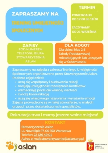 ASLAN Trening umiejętności społecznych dzieci młodsze