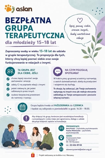 ASLAN Grupa terapeutyczna dla młodzieży 2026-2027