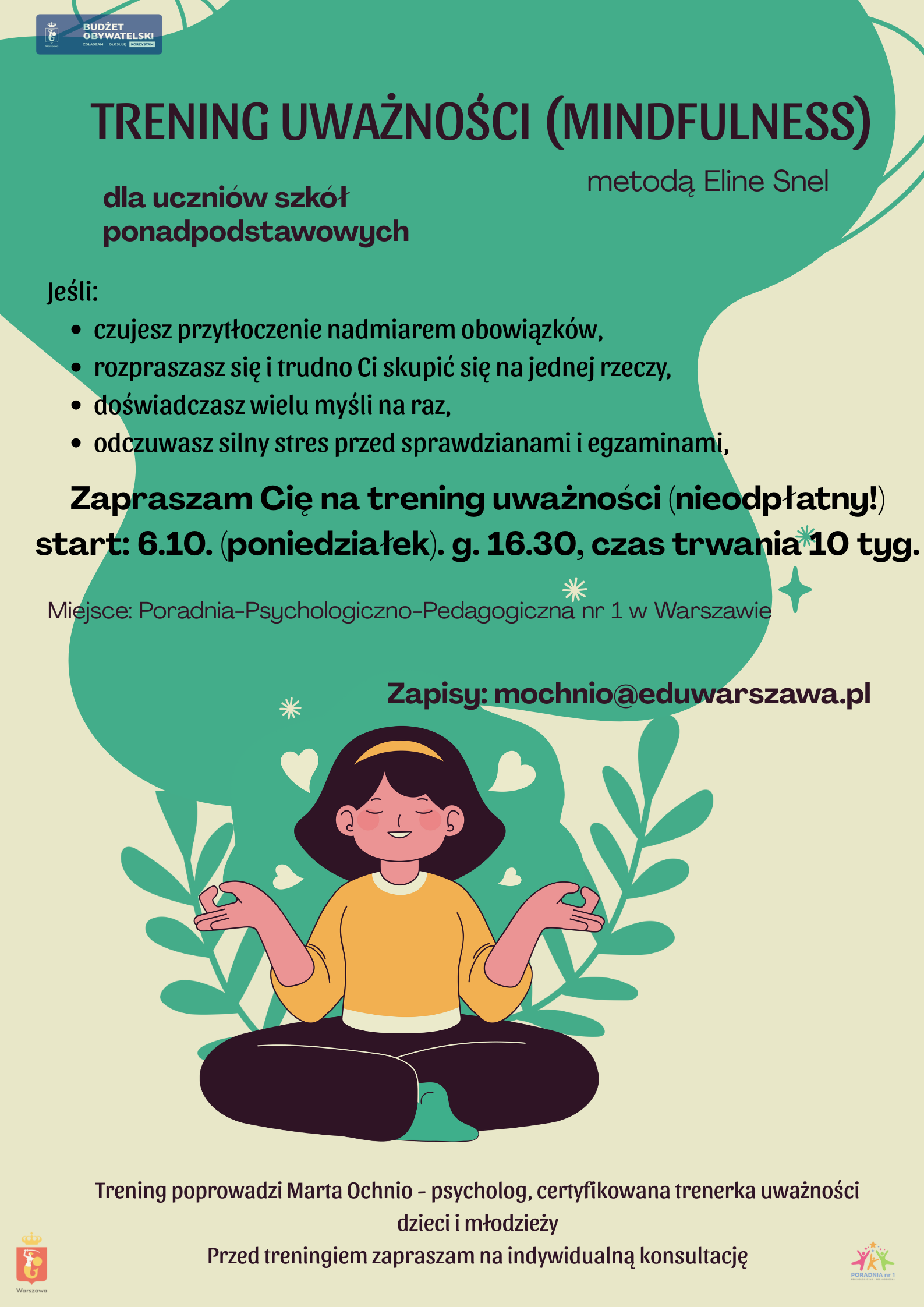 Trening uważności dla uczniów szkół ponadpodstawowych!