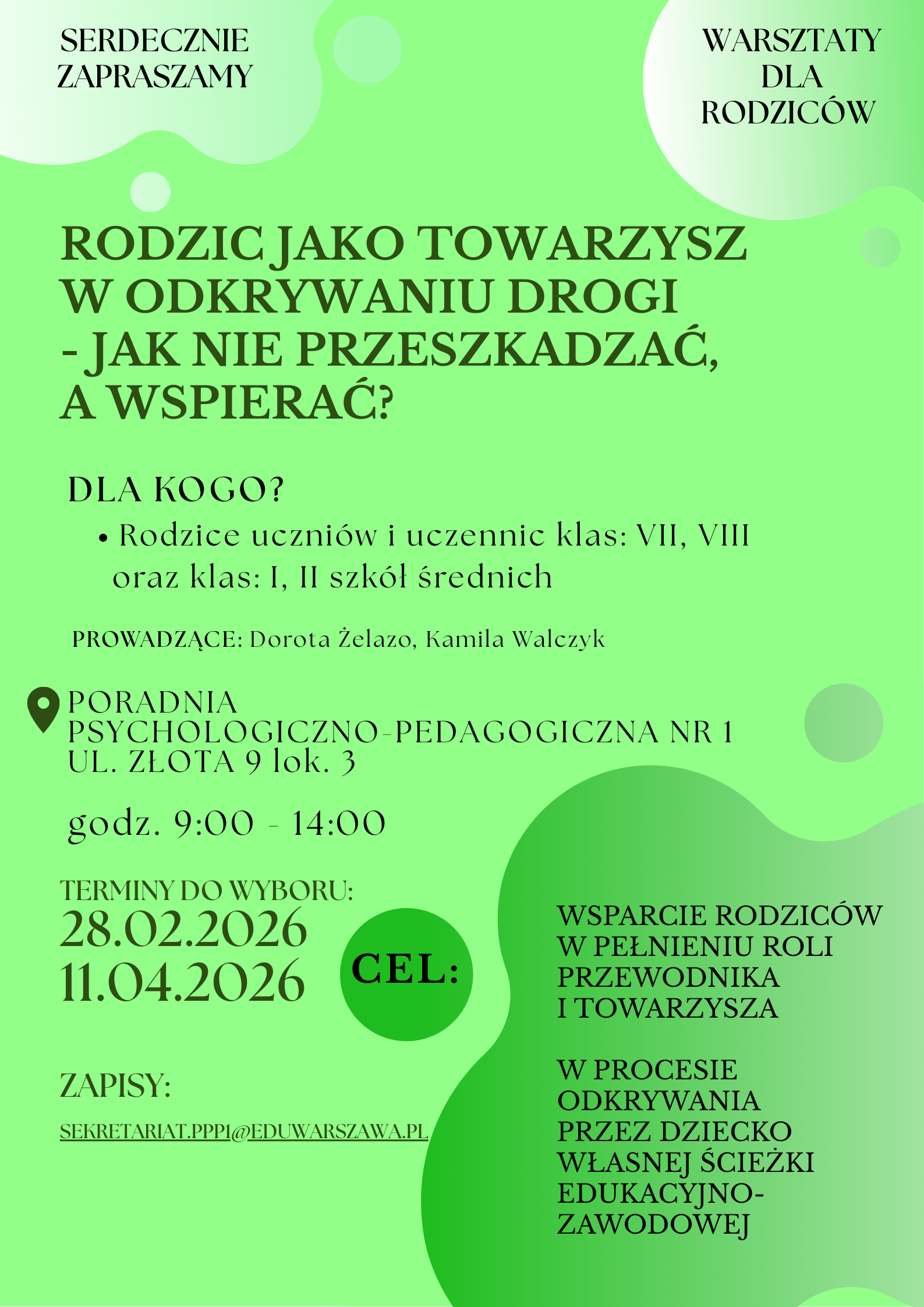 Warsztaty dla rodziców NASTOLATKÓW.