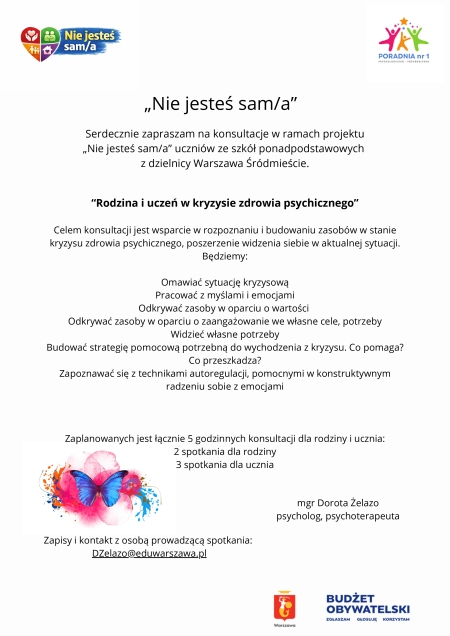Konsultacje ''Rodzina i uczeń w kryzysie zdrowia psychicznego'' 
